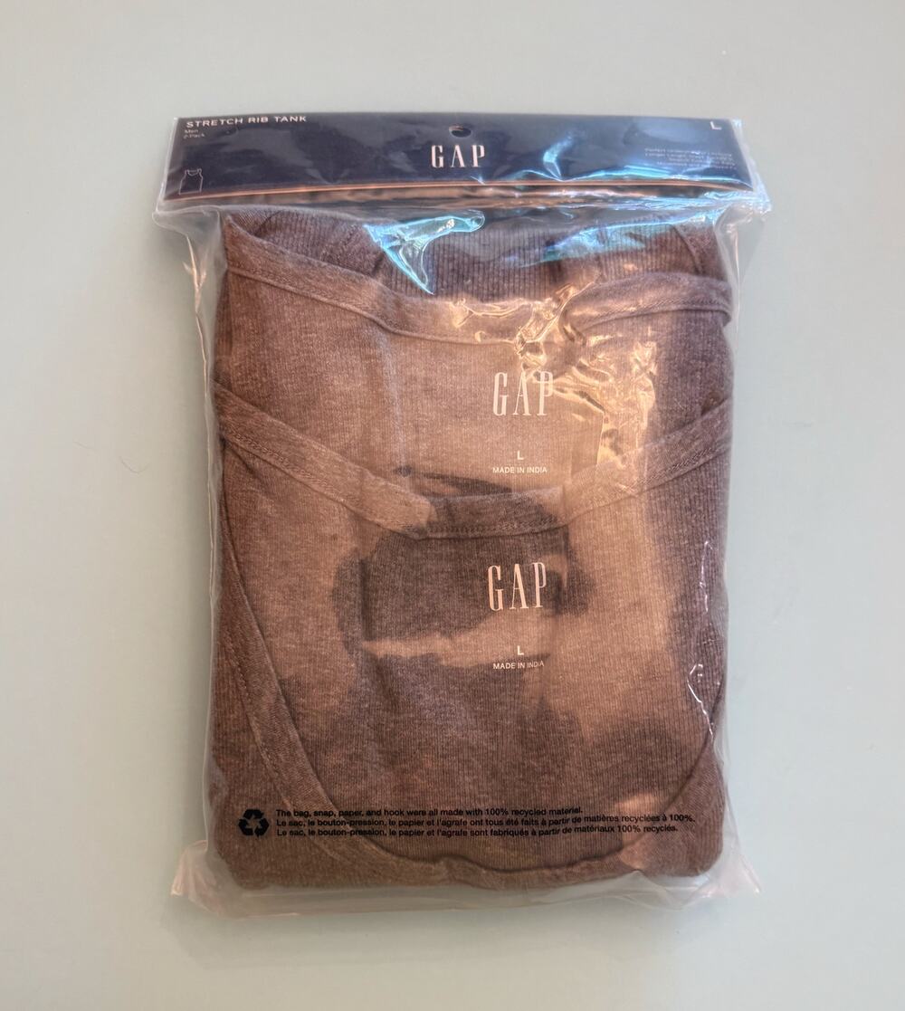 NIP GAP Men’s Stretch Rib Tank Top 2-Pack Size L Athletic Grey